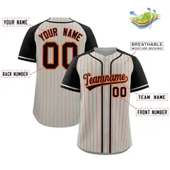 Gray Black Stripe Raglan Authentic Baseball Jersey 2