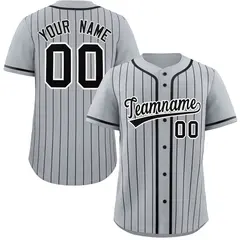Gray Black Stripe Raglan Authentic Baseball Jersey