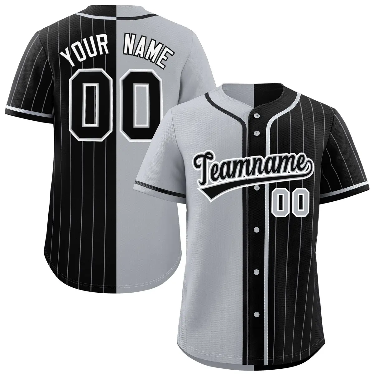 Gray Black Stripe-Solid Combo Authentic Baseball Jersey