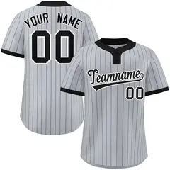 Gray Black Striped Fashion Two-Button Softball Jersey