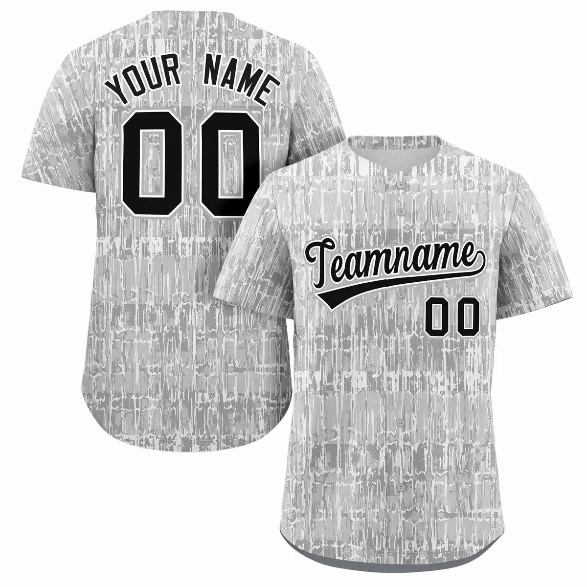 Gray Black Texture Graffiti Pattern Baseball Jersey