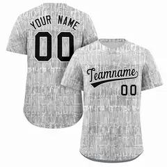 Gray Black Texture Graffiti Pattern Baseball Jersey 1