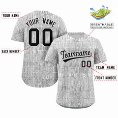 Gray Black Texture Graffiti Pattern Baseball Jersey 2