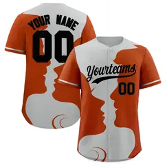 Gray Black Valentine's Day Couple Silhouettes Baseball Jersey 1