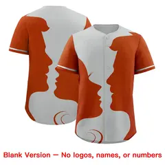 Gray Black Valentine's Day Couple Silhouettes Baseball Jersey 2
