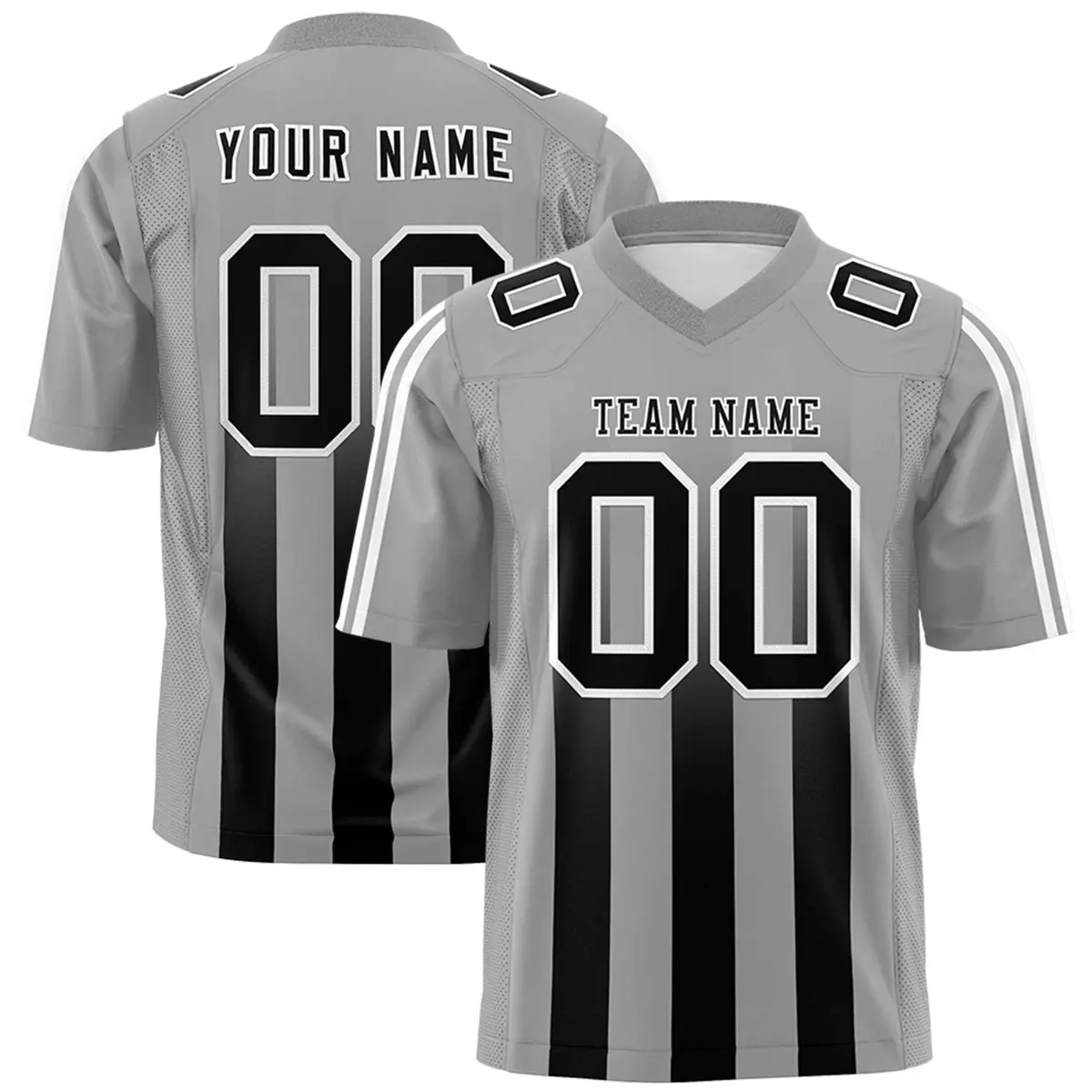 Gray Black Vertical Fine Stripe Gradient Football Jersey