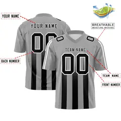 Gray Black Vertical Fine Stripe Gradient Football Jersey 2