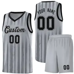 Gray Black Vertical Stripe Basketball Jersey