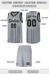 Gray Black Vertical Stripe Basketball Jersey 2