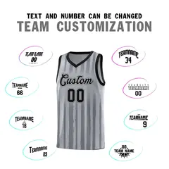 Gray Black Vertical Stripe Basketball Jersey 3