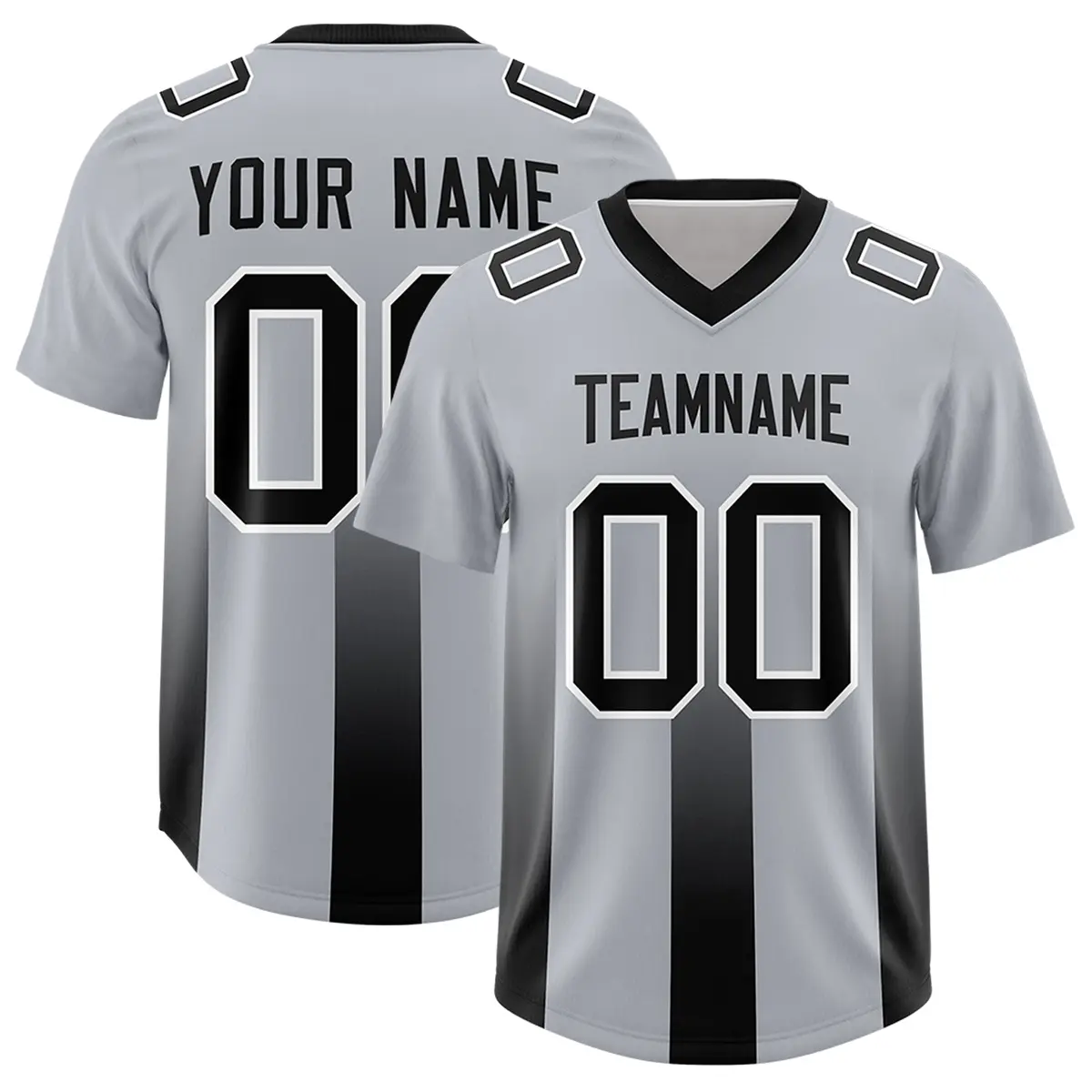 Gray Black Vertical Stripe Gradient Team Football Jersey