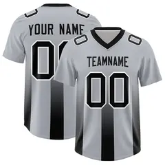 Gray Black Vertical Stripe Gradient Team Football Jersey 1