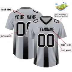 Gray Black Vertical Stripe Gradient Team Football Jersey 2