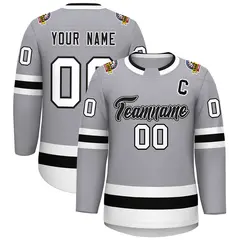 Gray Black White-Black Classic Hockey Jersey