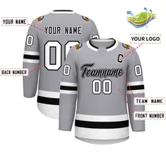 Gray Black White-Black Classic Hockey Jersey 2