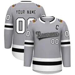 Gray Black White-Black Classic Hockey Jersey