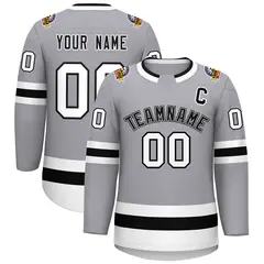 Gray Black White-Black Classic Hockey Jersey