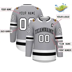 Gray Black White-Black Classic Hockey Jersey 2