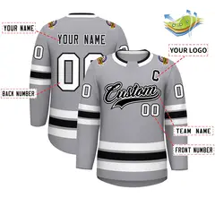 Gray Black White-Black Classic Hockey Jersey 2