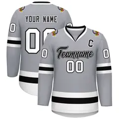 Gray Black White-Black Classic Hockey Jersey