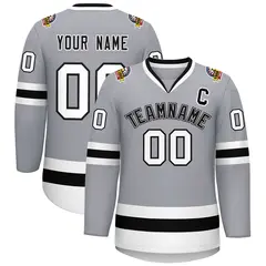 Gray Black White-Black Classic Hockey Jersey