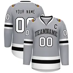 Gray Black White-Black Classic Hockey Jersey