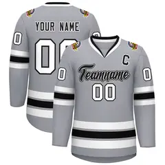 Gray Black White-Black Classic Hockey Jersey
