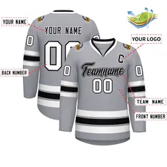 Gray Black White-Black Classic Hockey Jersey 2