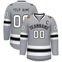 Gray Black White-Black Classic Hockey Jersey