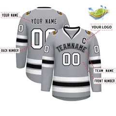 Gray Black White-Black Classic Hockey Jersey 2