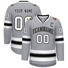 Gray Black White-Black Classic Hockey Jersey