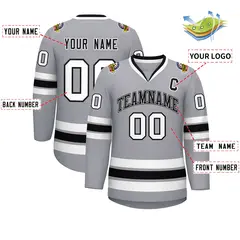 Gray Black White-Black Classic Hockey Jersey 2