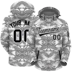 Gray Black-White Camo Outdoor Waterproof Windbreaker Jacket