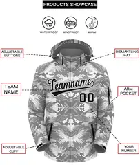 Gray Black-White Camo Outdoor Waterproof Windbreaker Jacket 2