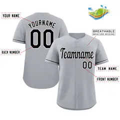 Gray Black-White Classic Authentic Baseball Jersey 2