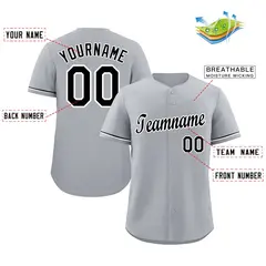 Gray Black-White Classic Authentic Baseball Jersey 2