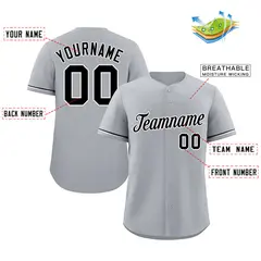 Gray Black-White Classic Authentic Baseball Jersey 2