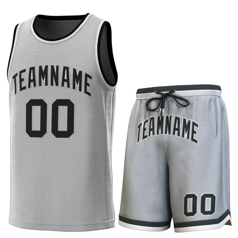 Gray Black-White Classic Sets Basketball Jersey