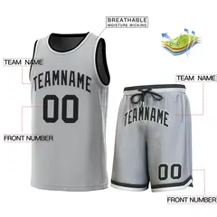Gray Black-White Classic Sets Basketball Jersey 2