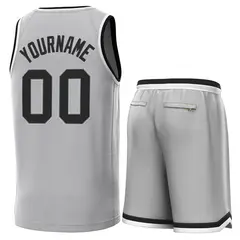 Gray Black-White Classic Sets Basketball Jersey 3