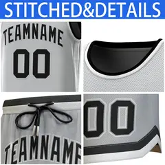 Gray Black-White Classic Sets Basketball Jersey 6