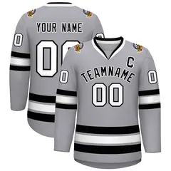 Gray Black-White Classic Style Hockey Jersey 1