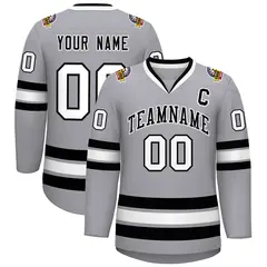 Gray Black-White Classic Style Hockey Jersey 1
