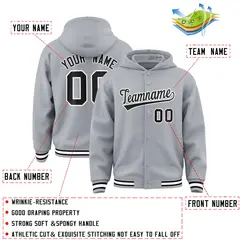 Gray Black-White Classic Varsity Letterman Jacket Hoodie 4