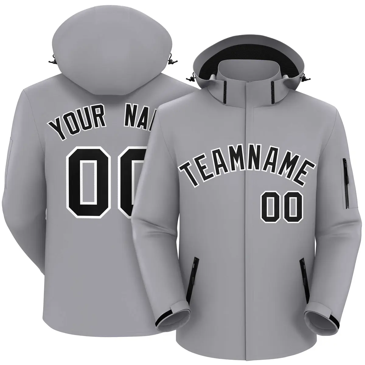 Gray Black-White Classic Waterproof Jacket