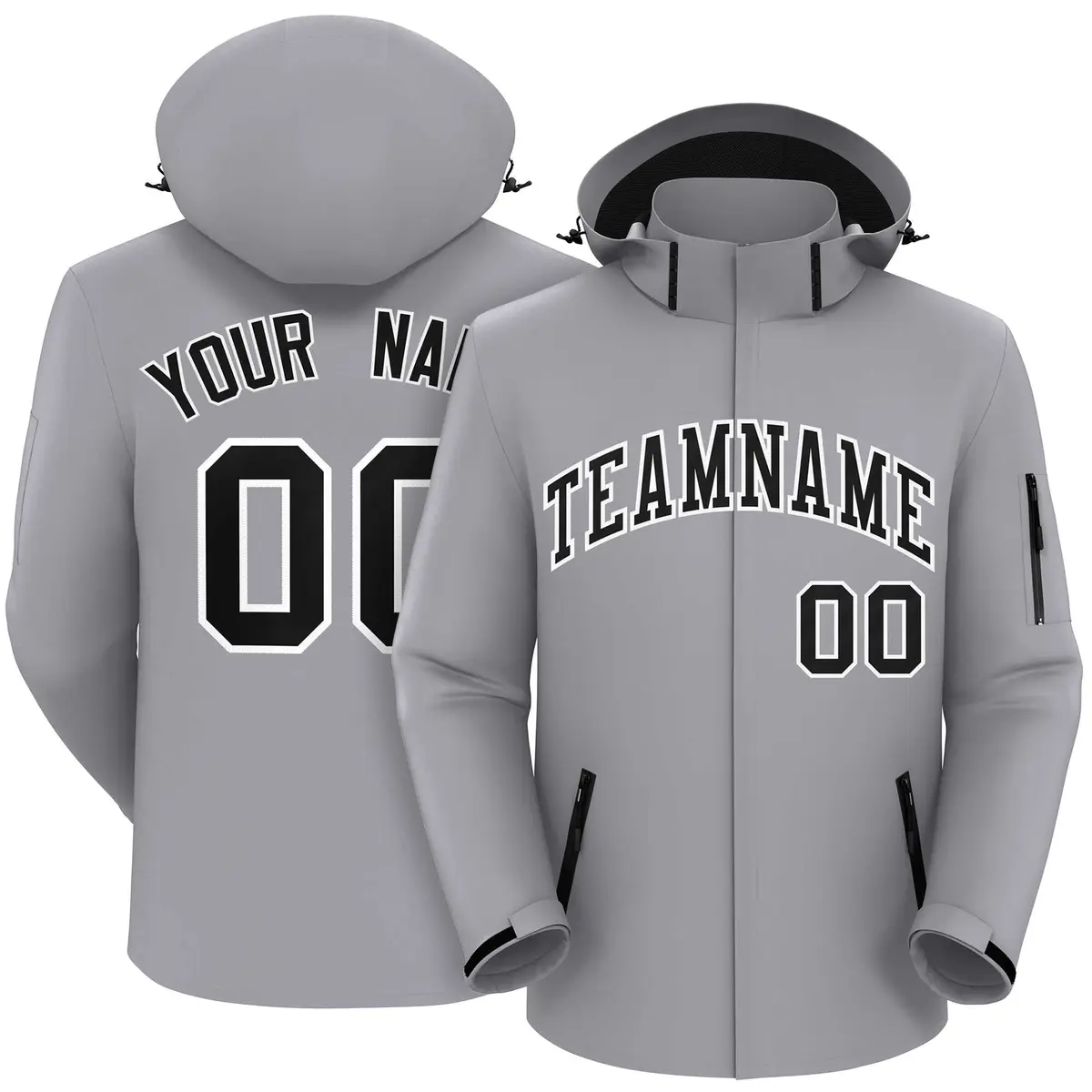 Gray Black-White Classic Waterproof Jacket