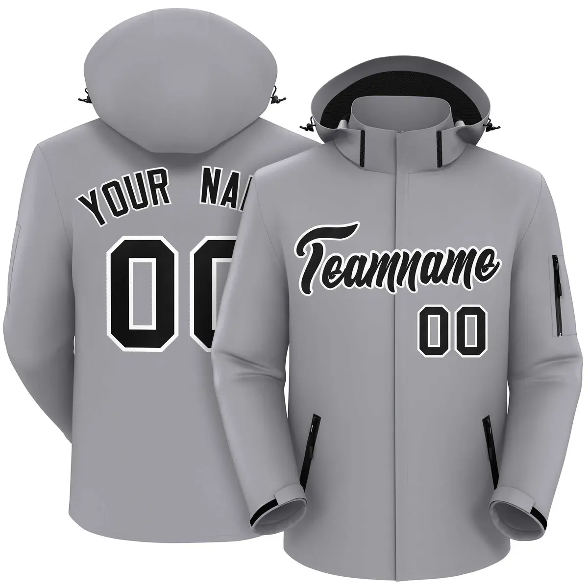 Gray Black-White Classic Waterproof Jacket