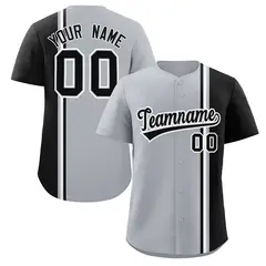 Gray Black-White Color Block Authentic Baseball Jersey