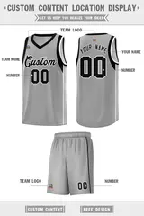 Gray Black-White Color Blocking Classic Basketball Jersey 2