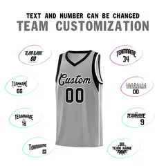 Gray Black-White Color Blocking Classic Basketball Jersey 4